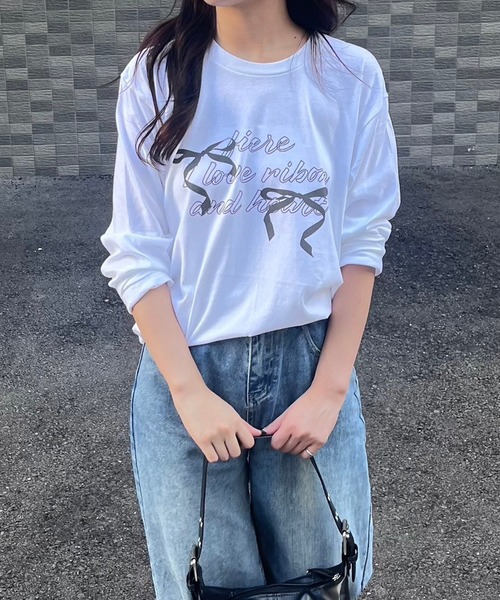 fiere tシャツ リボンガーリーロンT/長袖Tシャツ レディース