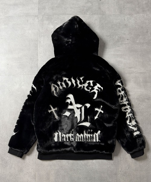 Amilige（アミリージュ） コート アウター ロゴ刺繍ファーZIPコート