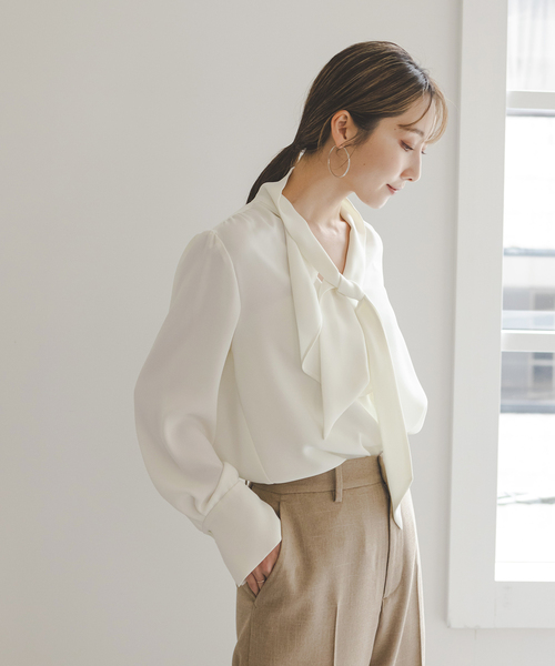 NOBLE ブラウス シャツ 「WEB限定追加」アシンメトリーボウタイ