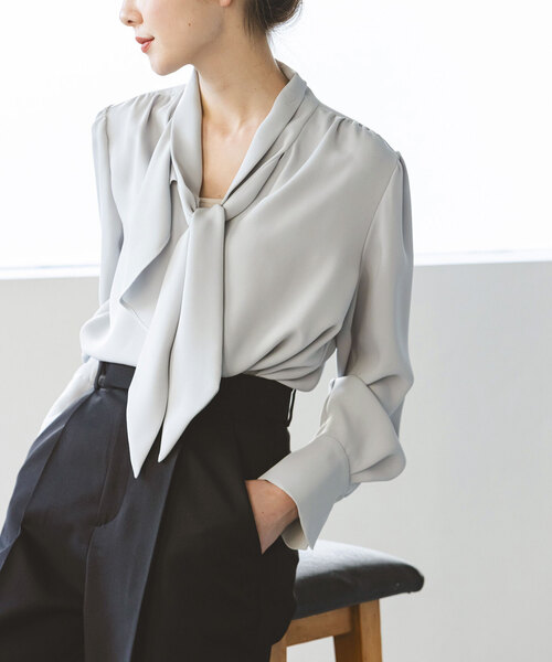 NOBLE シャツ　ブラウス NOBLE ブラウス シャツ 「WEB限定追加」アシンメトリーボウタイ
