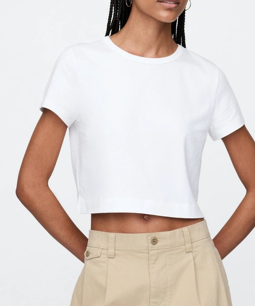 夏に大活躍♪クロップド Tシャツ（コットン） コットンクロップドTシャツ | レディースファッション通販 - DHOLIC