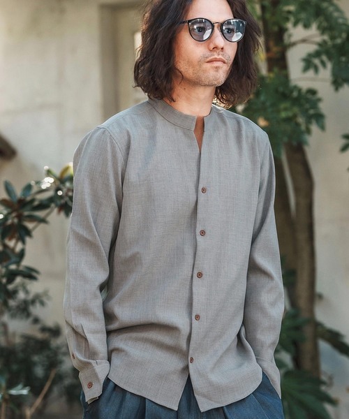 シャツ ms5961-リネンライクシャンブレーストレッチスキッパーシャツ メンズ | CAMBIO | 10