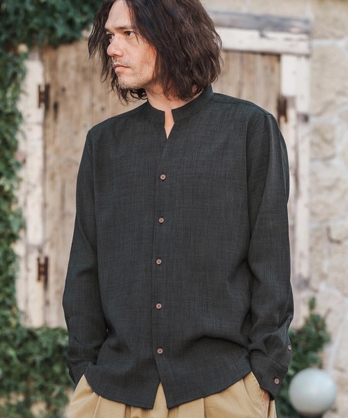 シャツ ms5961-リネンライクシャンブレーストレッチスキッパーシャツ メンズ | CAMBIO | 16