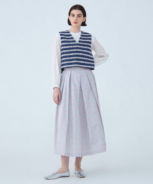 ベスト ジレ フルールボーダー フロンタブルジレ レディース TOMORROWLAND collection ベスト ジレ フルールボーダー フロン
