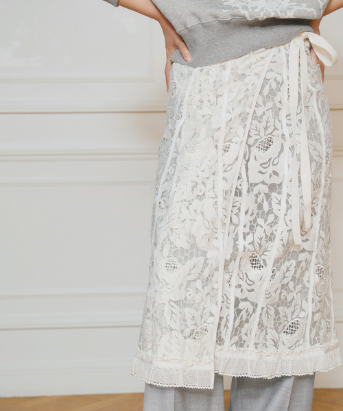 IENA LA BOUCLE スカート チュールレースラップスカート