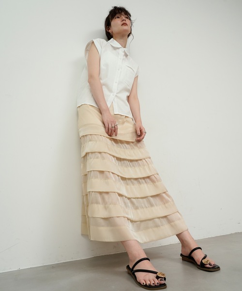 スカート M_ SEETHROUGH SKIRT スカート Tucked Tiered See-through Skirt / タックティアード