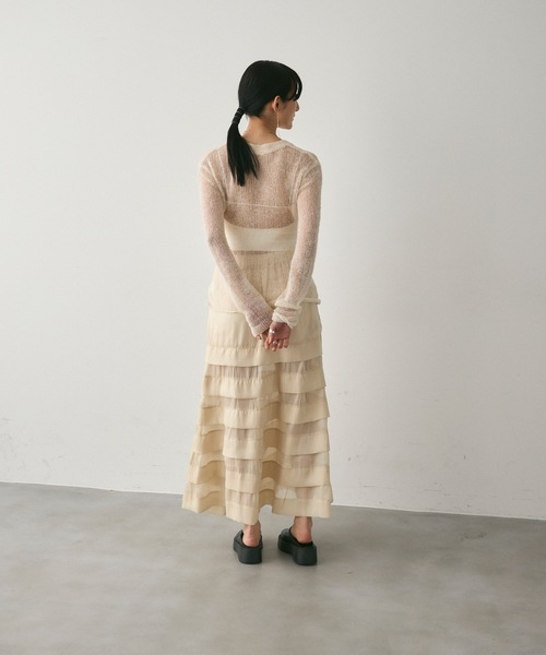 スカート Tucked Tiered See-through Skirt / タックティアード