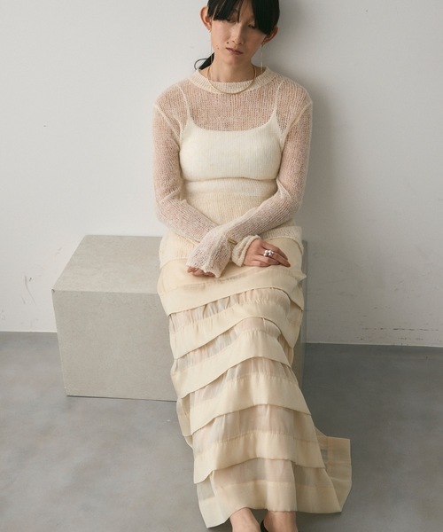 スカート M_ SEETHROUGH SKIRT スカート Tucked Tiered See-through Skirt / タックティアード