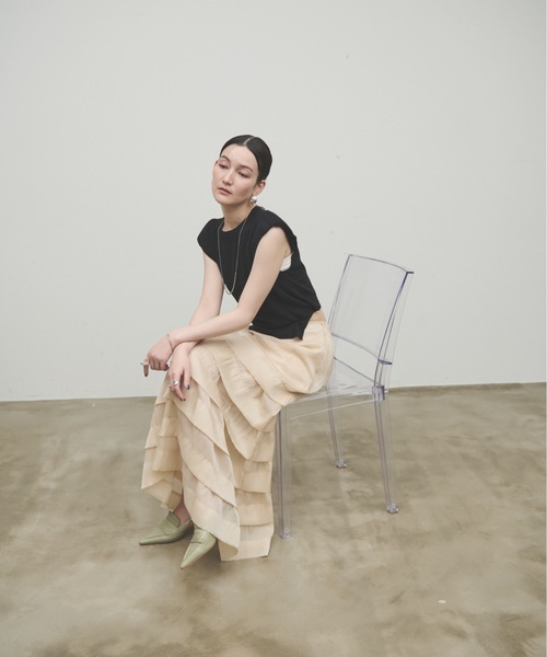スカート M_ SEETHROUGH SKIRT スカート Tucked Tiered See-through Skirt / タックティアード