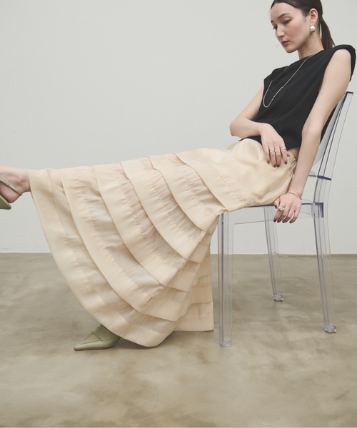 スカート Tucked Tiered See-through Skirt / タックティアード
