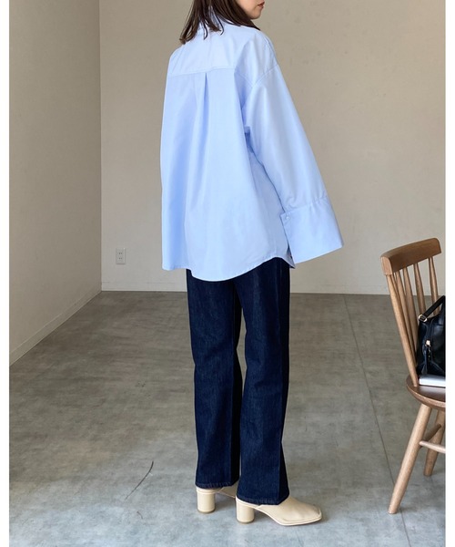 She's Closet ブラウス シャツ 襟付き長袖ワイドカフスオーバー