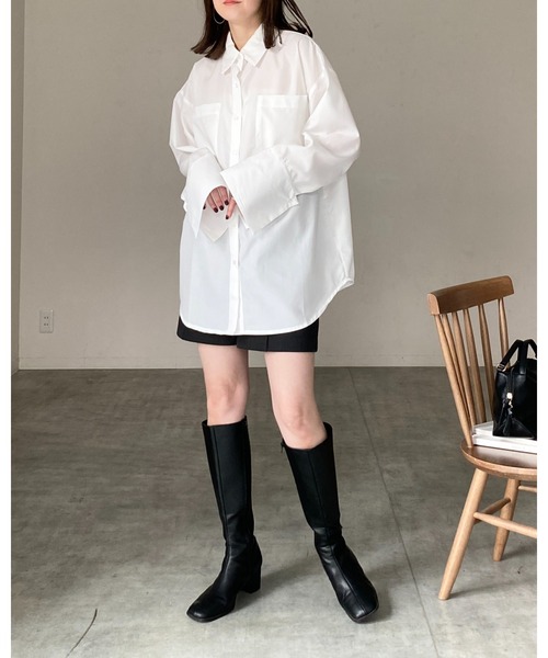 She's Closet ブラウス シャツ 襟付き長袖ワイドカフスオーバー