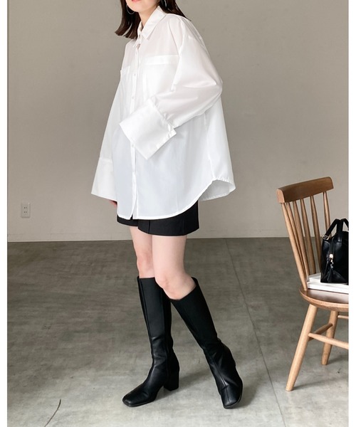 She's Closet ブラウス シャツ 襟付き長袖ワイドカフスオーバー