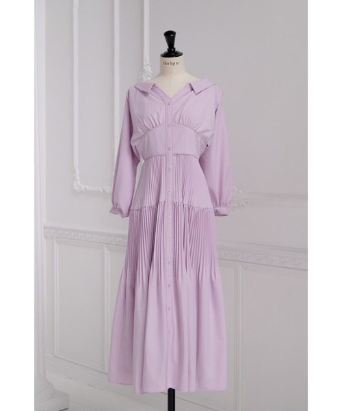 Her lip to ワンピース Pleated Open Shirt Dress : ZOZOTOWN Yahoo!店