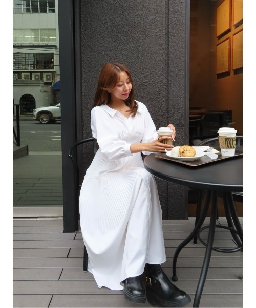 Her lip to ワンピース Pleated Open Shirt Dress : ZOZOTOWN Yahoo!店