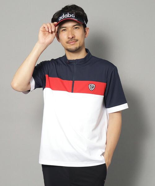 adabat - uvはね除ける tプルオーバー 「新下げ札 ADABAT NAVY」UVはね除ける/吸水速乾 ドライハーフジッププルオーバー メンズ