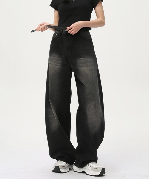 完売品 ボーイズマーケット Le meilleur 別注 デニムパンツ W32 WESTBOY ジーンズ ヴィンテージ加工 ルーズデニムパンツ
