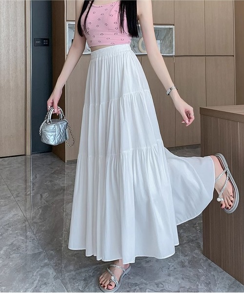 BLANC FICELLE ロング スカート 裏地付き ロング丈 フレアスカート