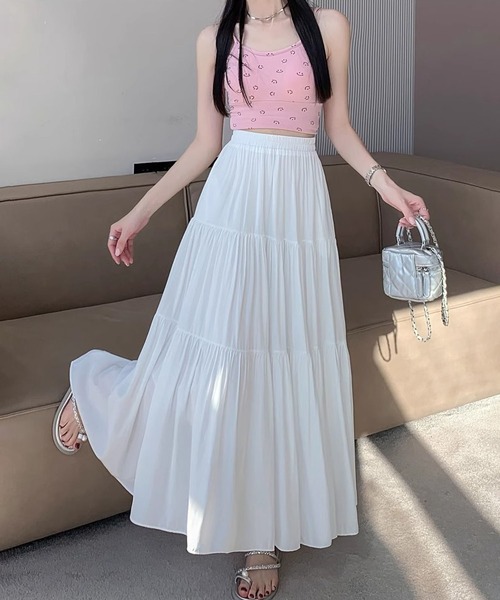 BLANC FICELLE スカート 裏地付き ロング丈 フレアスカート : ZOZOTOWN
