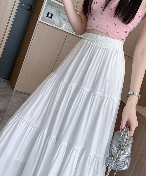 BLANC FICELLE ロング スカート 裏地付き ロング丈 フレアスカート