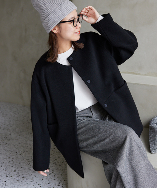 JOURNAL STANDARD relume」 ノーカラージャケット 36 ブラック レディース