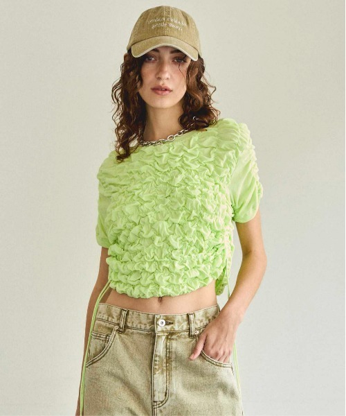 トップス maison special / shrring print t-shirt Shirring Printed T-shirt/シャーリングプリントTシャツ