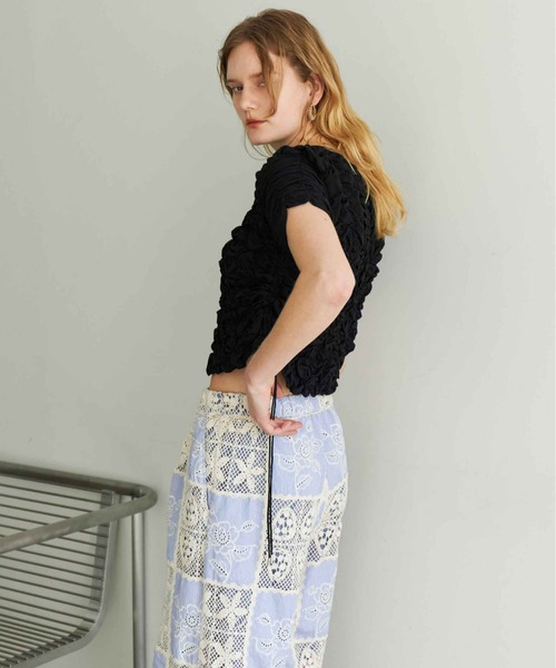 トップス maison special / shrring print t-shirt Shirring Printed T-shirt/シャーリングプリントTシャツ