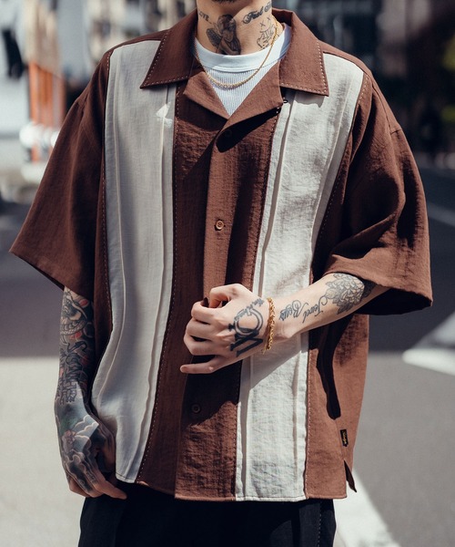 Subciety（サブサエティ） シャツ Hand stitch panel shirt メンズ