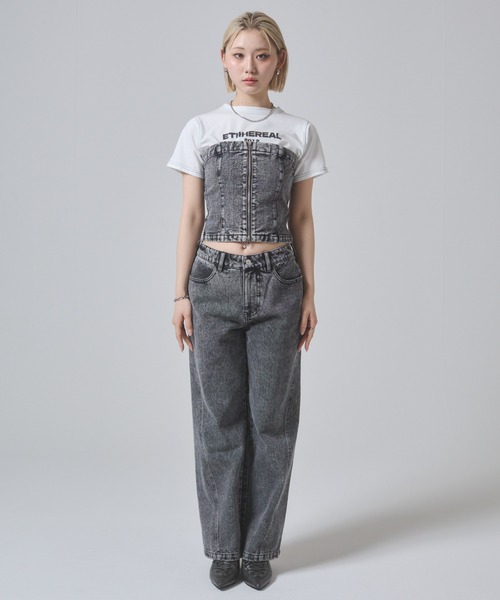 VUITTON ローライズジーンズ　レディース　マルチカラー ビジューデニムパンツ(フルレングスパンツ) | a.v.v(アー・ヴェ