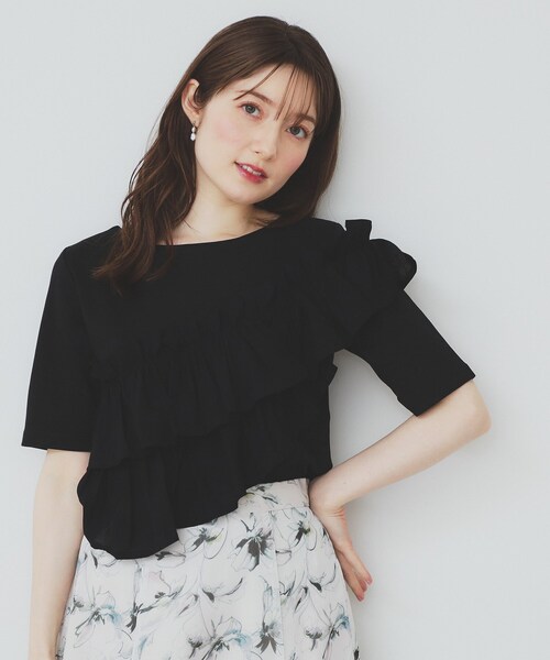 tシャツ Wエアーアシメフリルトップス レディース index tシャツ アシメフリルトップス「UV/接触冷感/洗濯機洗い可