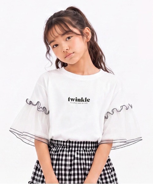 JAM & LINK tシャツ 袖チュールフリルTシャツ キッズ 子供服 女の子 