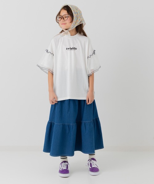 JAM & LINK tシャツ 袖チュールフリルTシャツ キッズ 子供服 女の子 
