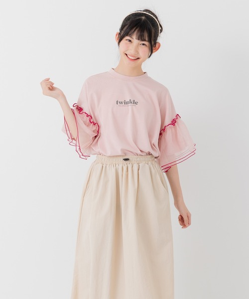 JAM & LINK tシャツ 袖チュールフリルTシャツ キッズ 子供服 女の子 