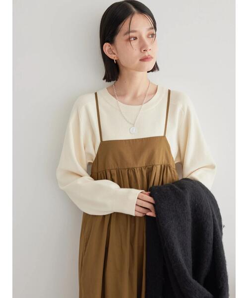 「AMERICAN HOLIC」 長袖ニット L 杢グレー レディース_画像2