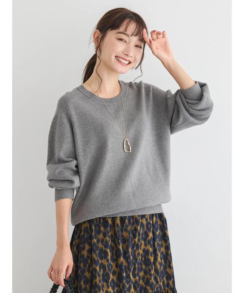 「AMERICAN HOLIC」 長袖ニット L 杢グレー レディース_画像3