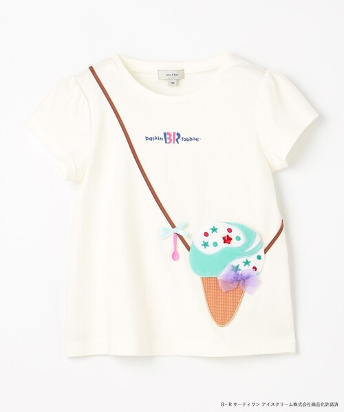 familiar Tシャツ 90サイズ アイスクリーム刺繍 ANY（エニィ） tシャツ 「any FAM×サーティワン アイスクリーム