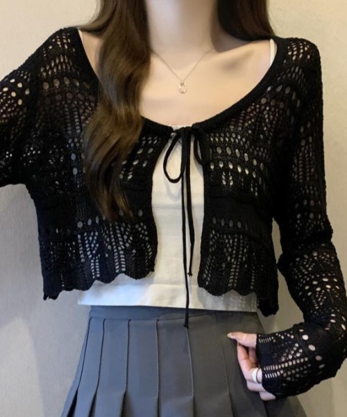 【未使用】Apuweiser-riche クロシェ編み カーディガン Apuweiser-riche（アプワイザーリッシェ）の「クロシェ編み