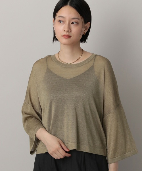 ニット セーター ラメシアーニット_5分袖 レディース A part by ニット セーター ラメシアーニット_5分袖 レディース
