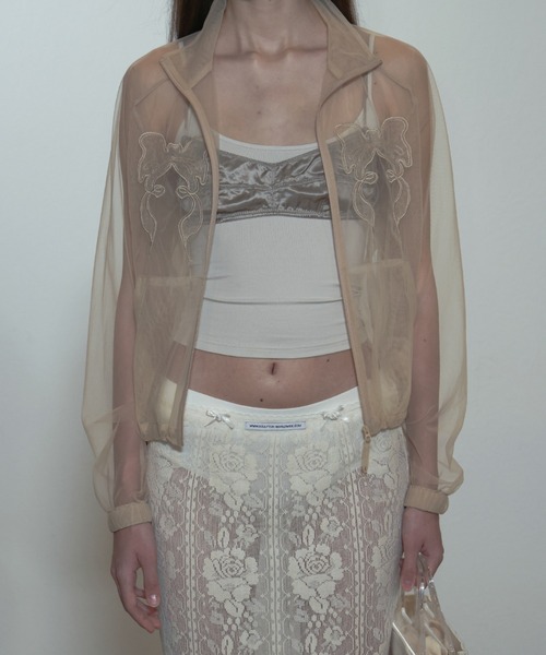 SCULPTOR コート アウター Mesh Sheer Zip-Up Jacket レディース