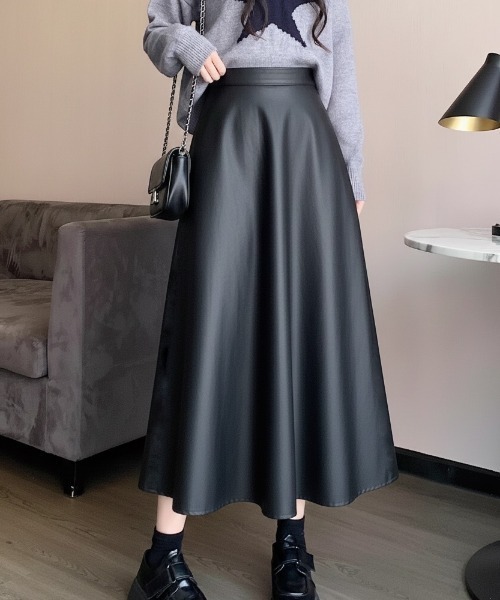 【新品未使用】MIRROR9 レザースカート Mサイズ ロング丈フェイクレザースカート 通販【ニッセン】