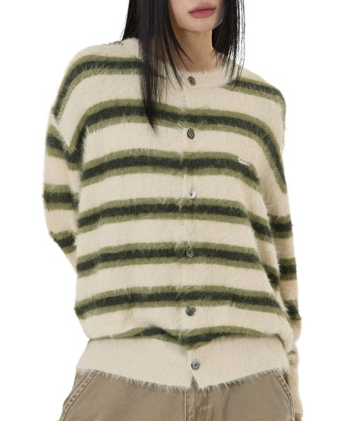 OY（オーワイ） カーディガン 「OY/オーワイ」HAIRY STRIPE KNIT 