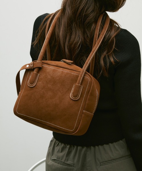 ボストンバッグ Eco leather square boston bag / エコレザースクエア