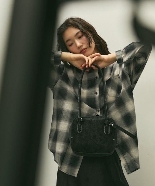 ボストンバッグ　エコレザー ボストンバッグ Eco leather square boston bag / エコレザースクエア