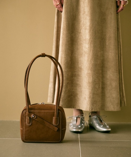 ボストンバッグ　エコレザー ボストンバッグ Eco leather square boston bag / エコレザースクエア