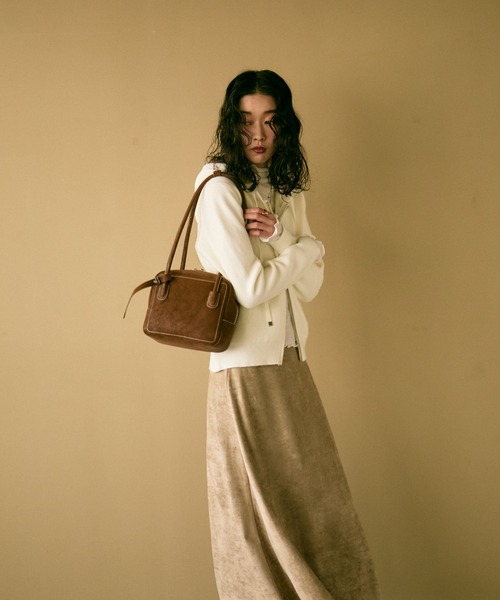 ボストンバッグ Eco leather square boston bag / エコレザースクエア