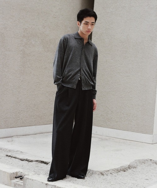 WYM LIDNM スラックス DOUBLE-FACED DEEP TUCK BAGGY SLACKS メンズ