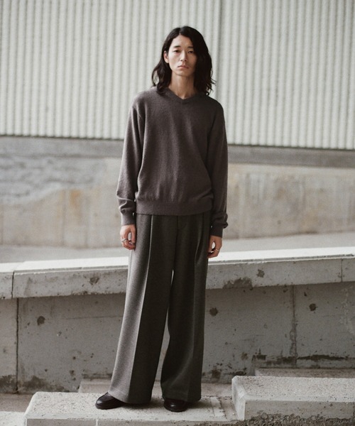 WYM LIDNM スラックス DOUBLE-FACED DEEP TUCK BAGGY SLACKS メンズ