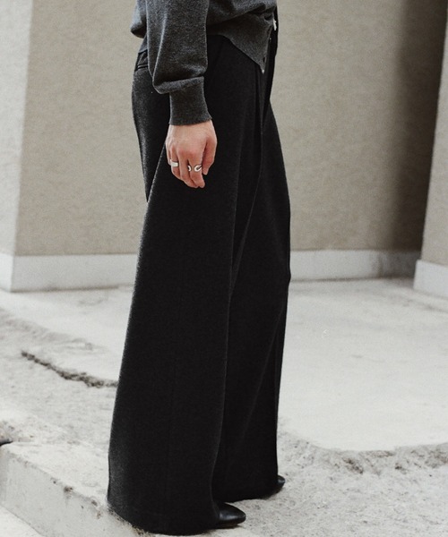 WYM LIDNM スラックス DOUBLE-FACED DEEP TUCK BAGGY SLACKS メンズ