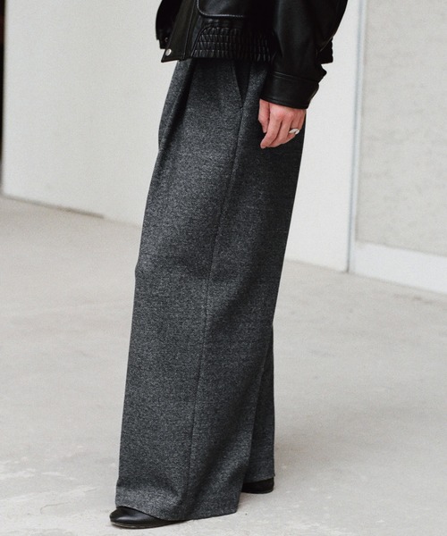 WYM LIDNM スラックス DOUBLE-FACED DEEP TUCK BAGGY SLACKS メンズ