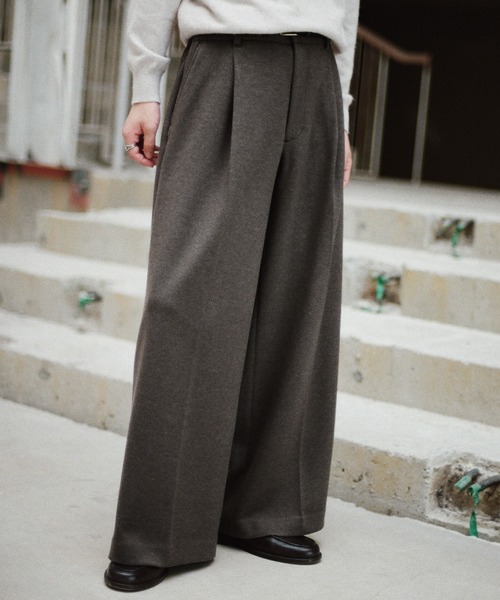 WYM LIDNM スラックス DOUBLE-FACED DEEP TUCK BAGGY SLACKS メンズ